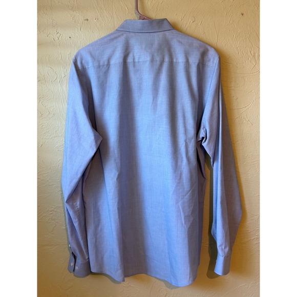 HM Mens Light Blue Easy Iron Slim Fit Long Sleeve Button Down Dress Shirt Large - Picture 2 of 5